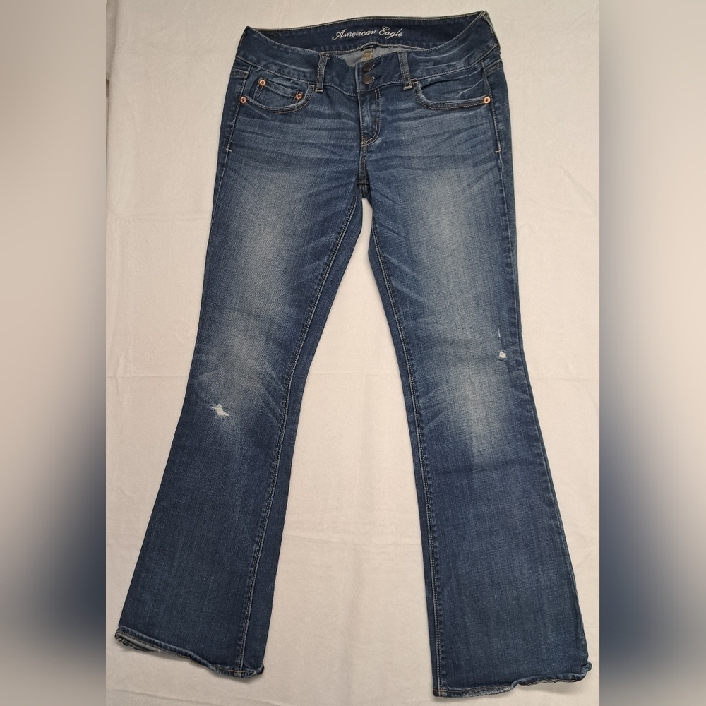 American Eagle 8 Stretch Blue Jeans Artist Zipper Fly 5 Pocket Low Rise Waist